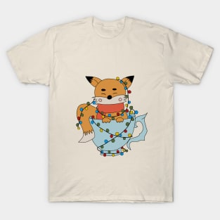 Festive Fox Glow: Christmas Lantern Garland Charm T-Shirt